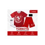 The RAVEN Premium Türkiye Serisi Kırmızı Çocuk Futbol Forması 4 PARÇA ( ÇORAP & BİLEKLİK )