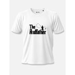 The Rodfather Esprili Balıkçı Baskılı%100 Pamuklu Unisex Lacivert Tişört Beyaz