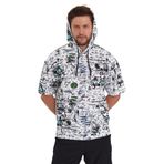 THE RULE Erkek Beyaz Oversize Fit Kapüşonlu Kanguru Cepli Baskılı Pamuklu T-shirt Beyaz Siyah S