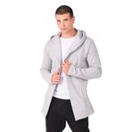 THE RULE Erkek Gri Regular Fit Kapüşonlu Uzun Panço Hırka Gri XL
