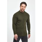 THE RULE Erkek Haki Regular Fit Yarım Balıkçı Yaka Dokulu Desenli Triko Kazak RF0446