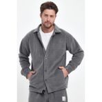 The Rule Erkek Ice Gri Oversize Fit Gömlek Yaka Tüylenme Yapmayan Kışlık Rahat Polar Gömlek RF0312 - XL
