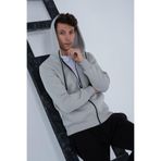 THE RULE Erkek Ice Gri Regular Fit Kapüşonlu Yaka Fermuarlı Içi Yumuşak Tüylü Cepli Rahat Sweatshirt Ice Gri S
