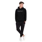 THE RULE Erkek Siyah Oversize Fit Önü Baskılı Kapüşonlu Içi Yumuşak Tüylü Sweatshirt Siyah M