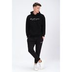 THE RULE Erkek Siyah Oversize Fit Önü Baskılı Kapüşonlu Içi Yumuşak Tüylü Sweatshirt Siyah XL
