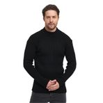 THE RULE Erkek Siyah Yarım Balıkçı Yaka Fitilli Desenli Tüylenme Yapmayan Regular Fit Triko Kazak Siyah XL
