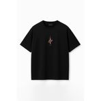 THE RULE Erkek Warden Baskılı Oversize%100 Pamuk Geniş Kesim Yumuşak Dokulu Bisiklet Yaka T-shirt Rf0509 Siyah M