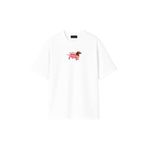 THE RULE Kadın Hot Dog Baskılı Oversize%100 Pamuk Geniş Kesim Yumuşak Dokulu Bisiklet Yaka T-Shirt RF0534 Beyaz XS