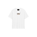 THE RULE Kadın Leopar Baskılı Oversize%100 Pamuk Geniş Kesim Yumuşak Dokulu Bisiklet Yaka T-Shirt RF0515 Beyaz L