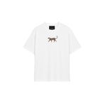 THE RULE Kadın Leopar Baskılı Oversize%100 Pamuk Geniş Kesim Yumuşak Dokulu Bisiklet Yaka T-Shirt RF0515 Beyaz M
