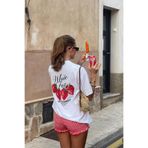 THE RULE Kadın Life Is Sweet Baskılı Oversize %100 Pamuk Geniş Kesim Yumuşak Dokulu Bisiklet Yaka T-Shirt