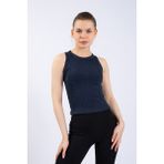 The Step Sports Kadın Lacivert Melanj Fitilli Örme Atlet