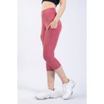 The Step Sports Snc Kadın Gül Kurusu Cepli Yüksek Bel Toparlayıcı, Kapri Yoga Tayt 19" - M