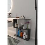 The Violett Belek 2 Raflı Banyo Rafı Çok Amaçlı Kitaplık Rafı Dekoratif Raf Beyaz-Meşe - Antrasit - Beyaz