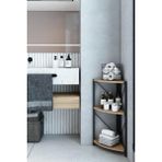 The Violett Datça 3 Raflı Metal Köşe Banyo Rafı Dekoratif Aksesuar Rafı Beyaz - Ceviz