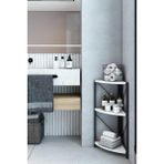 The Violett Datça 3 Raflı Metal Köşe Banyo Rafı Dekoratif Aksesuar Rafı Beyaz
