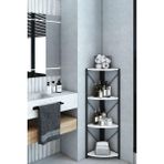 The Violett Datça 4 Raflı Banyo Rafı Köşe Metal Çok Amaçlı Dekoratif Raf Beyaz