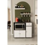 The Violett Kahve Köşesi 90 cm Çok Amaçlı Dolap Mikrodalga Set Altı Mutfak Dolabı Alt Dolap - Antrasit - Beyaz