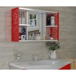 The Violett Remaks Terek Remaks Aynalı Banyo Dolabı Beyaz - Kırmızı