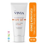 The Vivia Leke Karşıtı Yüksek Koruyucu Yüz Güneş Kremi Tüm Cilt Tipleri SPF 50+ 50 ml