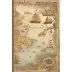 The Voyager’s Open Journal: Vintage Nautical Map Travel Diary: 6x9 Blank Lined Notebook with Antique Ship Illustrations, 120 Cream Pages for Adventurers and Explorers