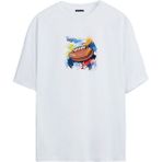The Wert Amerikan Futbol Topu Baskılı Beyaz Oversize Tshirt