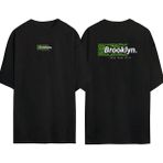 The Wert Brooklyn, New York Cıty Ön Arka Baskılı Sıyah Oversize T-Shirt - XL - Siyah