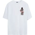 The Wert Darth Vader Maskesi Baskılı Beyaz Oversize Tshirt - XL