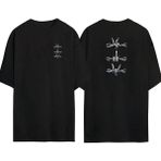The Wert Dikenli Teller Ön Arka Baskılı Sıyah Oversize T-Shirt - Siyah