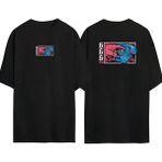 The Wert Eski Telefon 666 Ön Arka Baskılı Sıyah Oversize T-Shirt - Siyah