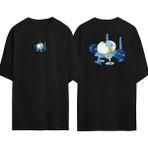 The Wert Spor Yapan Kırık Yumurta Ön Arka Baskılı Sıyah Oversize T-Shirt - XL - Siyah