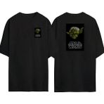 The Wert Star Wars Yoda Jodi Master Ön Arka Baskılı Sıyah Oversize T-Shirt - Siyah