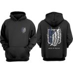 The Wert Unisex Atack On Titan Tasarım Ön Arka Baskılı Normal Kalıp Siyah Sweatshirt - XL