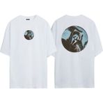 The Wert Unisex Çığlık Maskesi Ön Arka Baskılı Beyaz Oversize T-Shirt