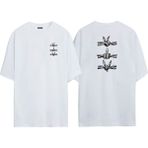 The Wert Unisex Dikenli Teller Ön Arka Baskılı Beyaz Oversize T-Shirt - M