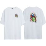 The Wert Unisex Domuzcuk Parti Mikrafon Oyun Ön Arka Baskılı Beyaz Oversize T-Shirt - XL