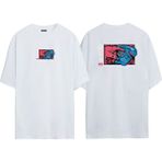The Wert Unisex Eski Telefon 666 Ön Arka Baskılı Beyaz Oversize T-Shirt - M