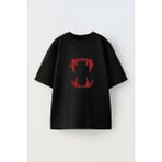 The Wert Unisex Kurt Dişi Kırmızı Tasarım Baskılı Pamuk Sıyah Oversize T-Shirt - Siyah - XL