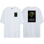 The Wert Unisex Star Wars Yoda Jodi Master Ön Arka Baskılı Beyaz Oversize T-Shirt