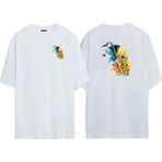 The Wert Unisex Suluboya Saksafon Ön Arka Baskılı Beyaz Oversize T-Shirt - XL