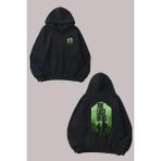 The Wert Unisex The Last Of Us Tasarım Ön Arka Baskılı Normal Kalıp Siyah Sweatshirt - XL