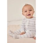 The White Company Organik Pamuk Karışımlı Mavi Çizgili Fitilli Fermuarlı Bebek Uyku Tulumu - 1 - 1,5 Yaş