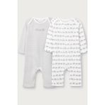 The White Company Organik Pamuklu Fil Desenli Bebek Uyku Tulumu 2'li Set - Beyaz - Gri - 1 - 1,5 Yaş