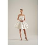 The White Remedy Beyaz Mini Saten Gelinlik Straplez Korse Detaylı Söz Nişan Nikah After Party Elbise