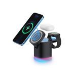 The Wlue 3in1 Magsafe Uyumlu 15w Rgb Kablosuz Şarj Standı Iphone Android Telefonlar, Apple Watch Saatler