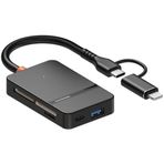 The Wlue 8in1 Multi Girişli Çevirici Adaptör Lightning/Type-C To USB A/SD/TF/MS/Macbook Uyumlu