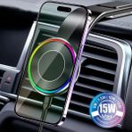 The Wlue Kablosuz 15W Şarj Mıknatıslı Torpido Üstü Rgb Işıklı Araç Içi Telefon Tutucu Magsafe Uyumlu - Siyah