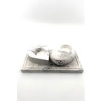 thebouqet Üçlü Set Mermer Desenli Beton Tealight Mumluk Ve Tepsi