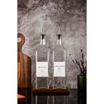 TheBRo 1litre Ahşap Stantlı Şeffaf White Serisi Zeytinyağı Şişesi Ayçiçek Yağı Şişesi Set