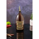 TheBRo 1lt Amber Renkli Vintage Desenli Cam Sirke Şişesi Tekli